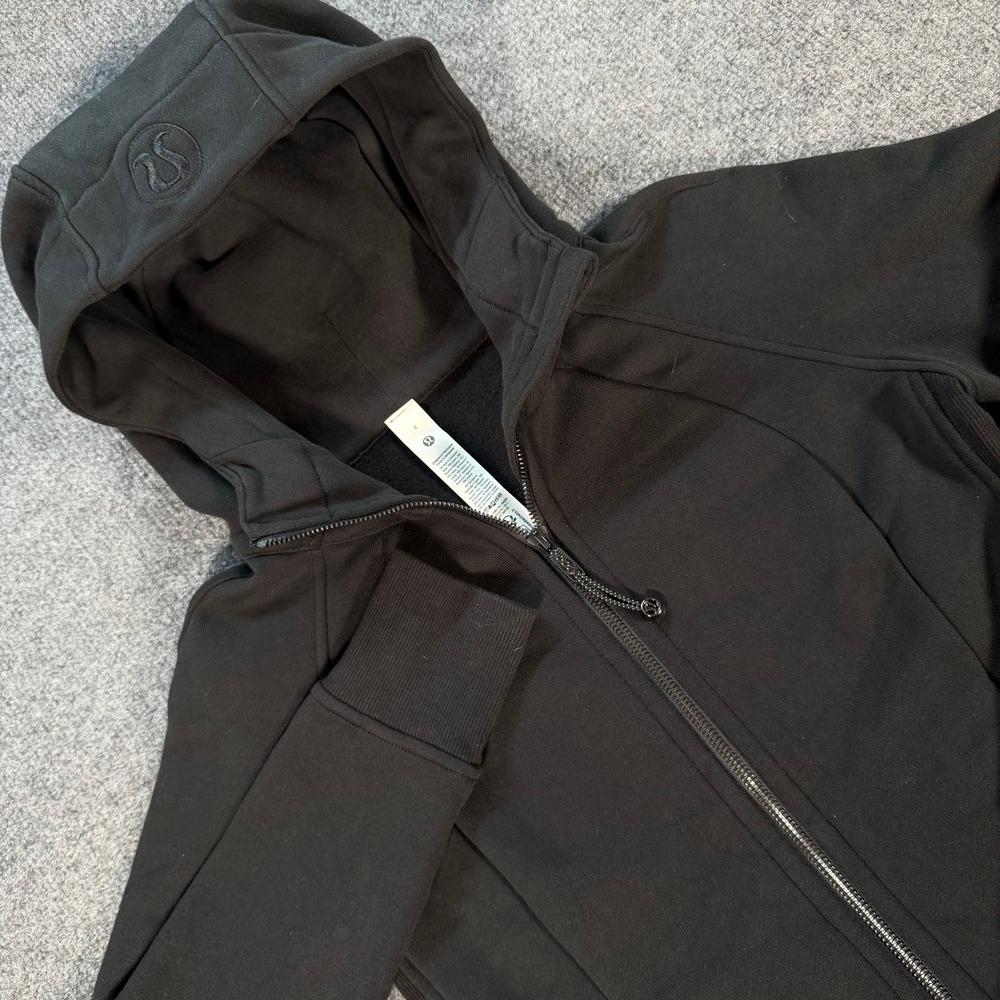 Lululemon Scuba Full Zip Hoodie Black Fleece Sweatshirt LW3JGYS Size 4 #4708